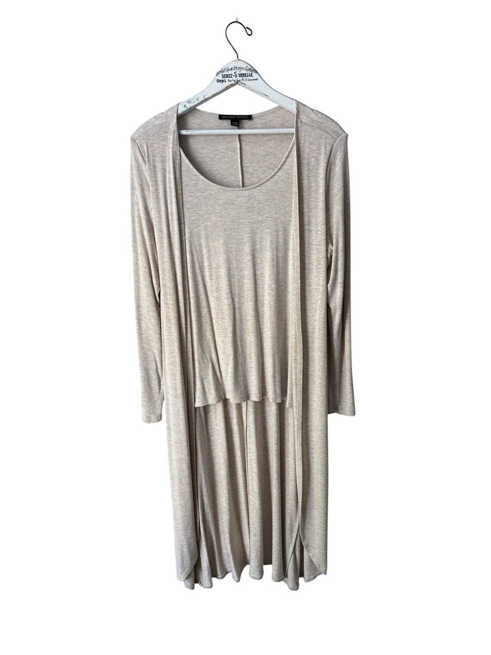 Boston Proper Faux Two-Piece Open Front Tunic Top Size M